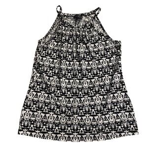 The Limited Black and White Pleated Sleeveless Tank Top Small